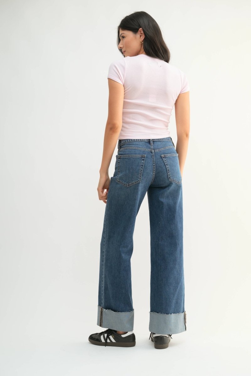 Jeans Droit Rebord Retourné Denim Foncé JBD - Ex - voto