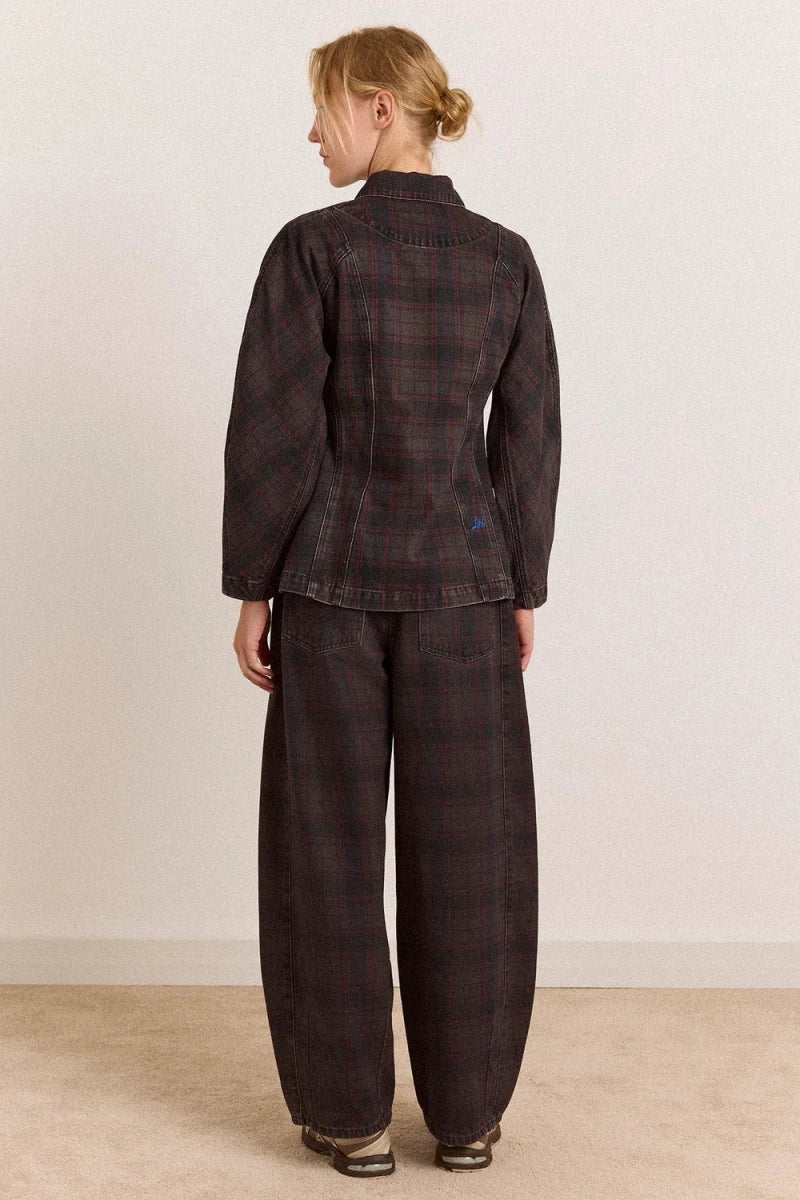 Jeans Erika Sirius Check Damson Madder - Ex-voto