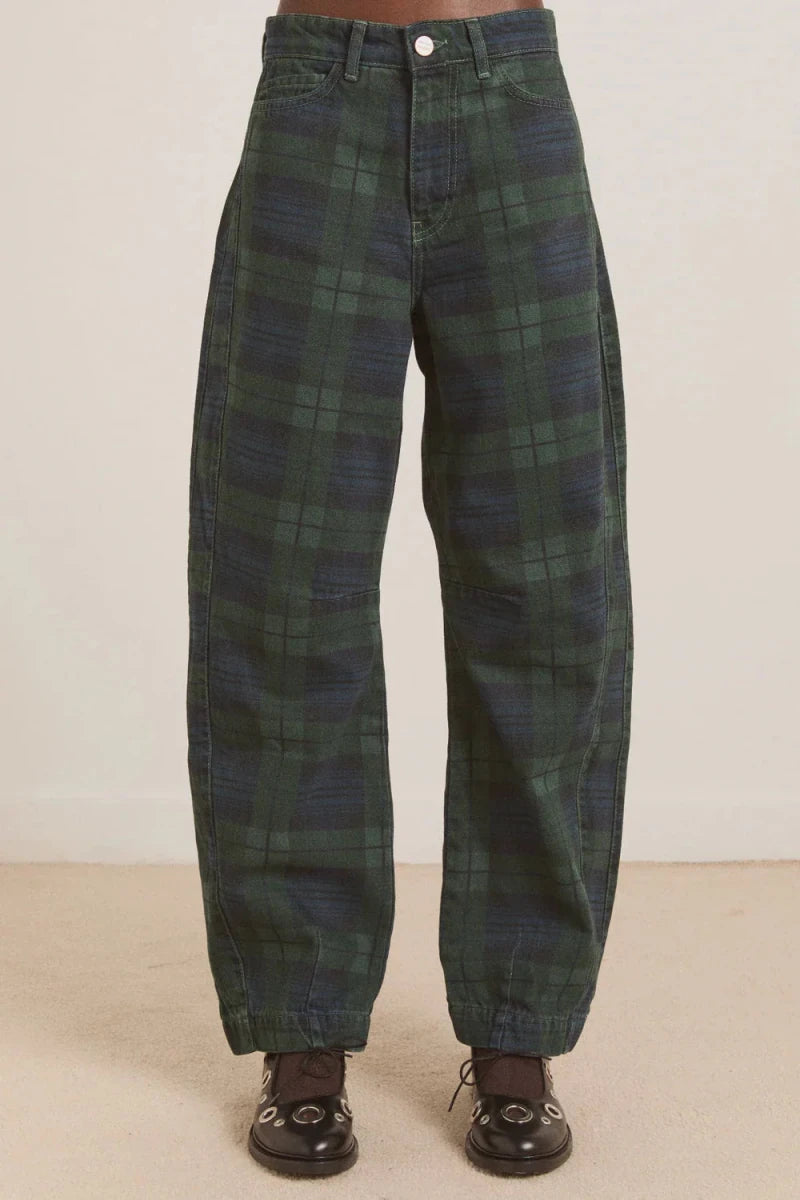 Jeans Felix Gingham Over Dye Check Damson Madder - Ex-voto