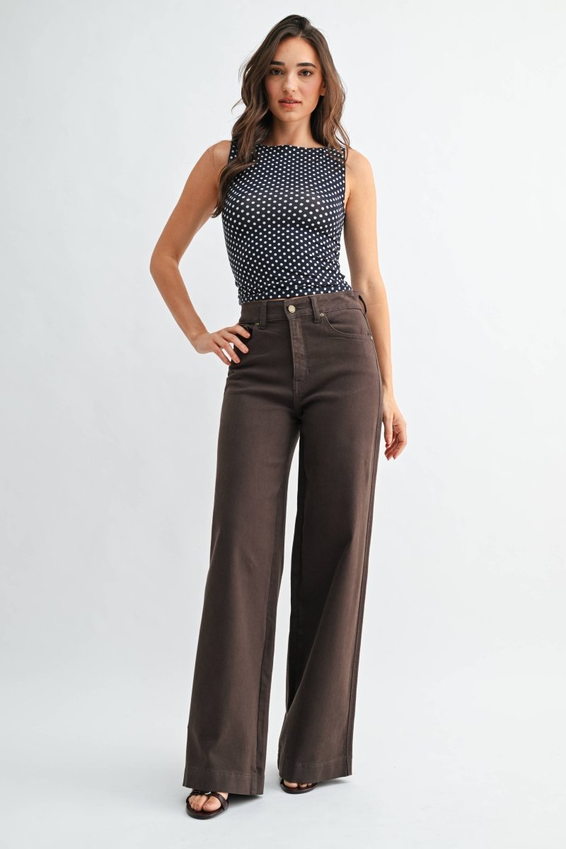 Jeans Taille Haute Jambe Large Brun JBD - Ex-voto