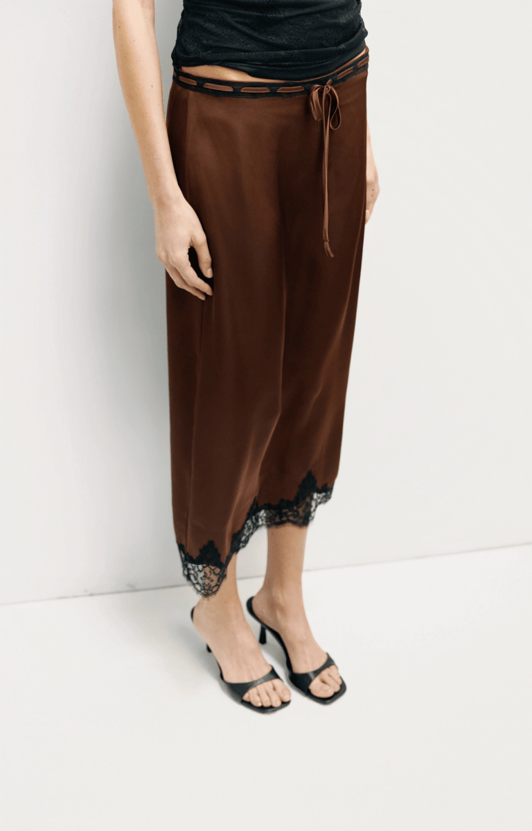 Jupe en Satin Gabrielle Brune et Noire Mod Ref - Ex - voto