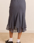 Jupe Rida Gingham Bleu Gris Damson Madder - Ex-voto