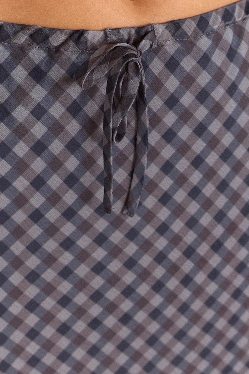 Jupe Rida Gingham Bleu Gris Damson Madder - Ex-voto
