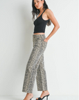 Just Black Denim Wide Leg Leopard Jeans