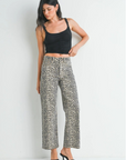 Just Black Denim Wide Leg Leopard Jeans