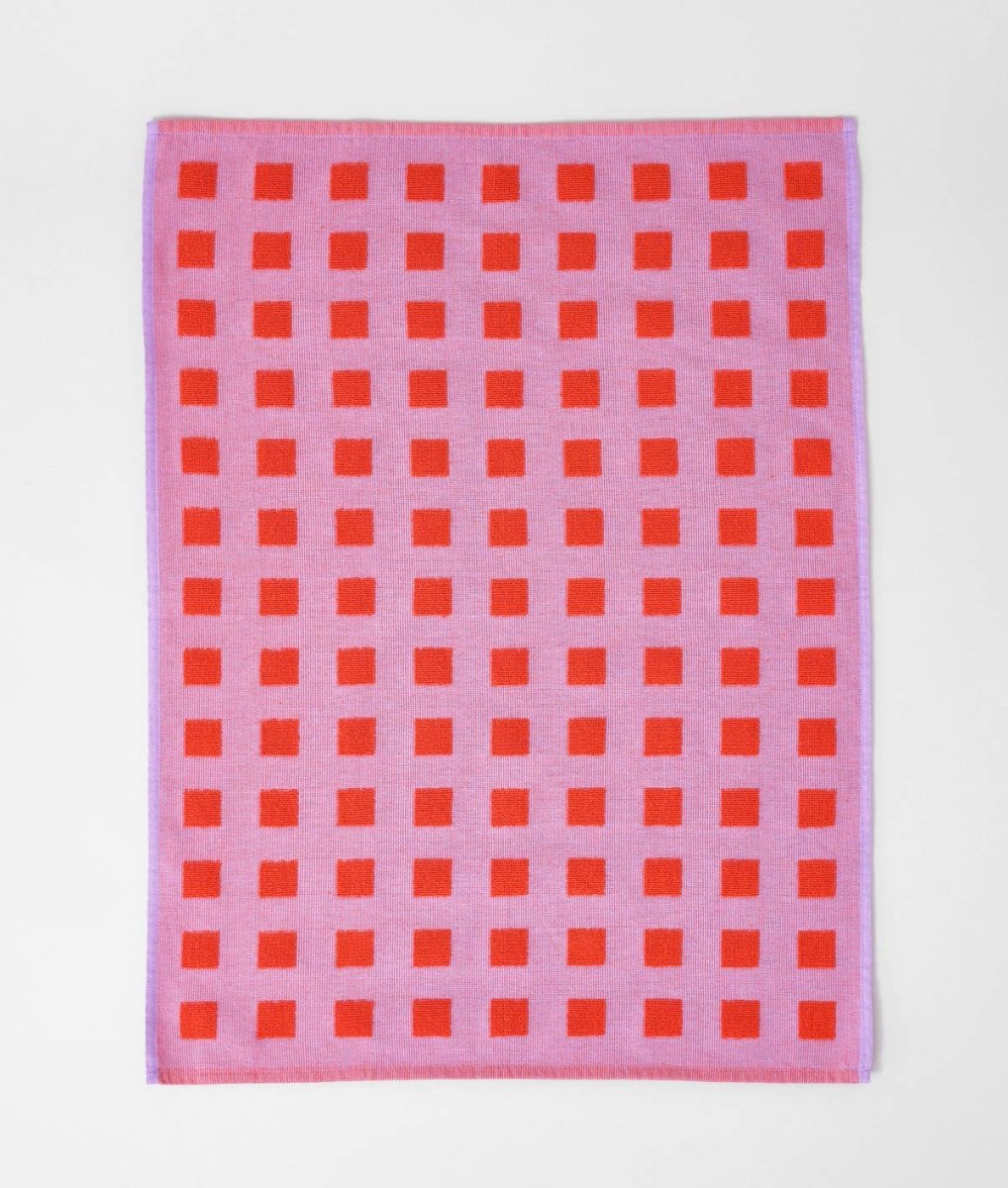 Linge Squares Lilas et Rouge WRAP - Ex - voto