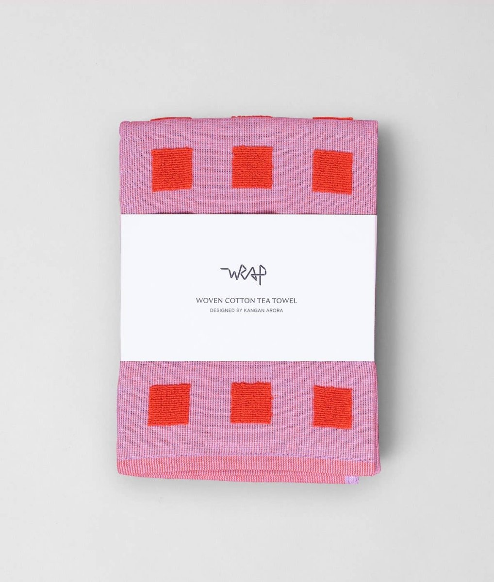 Linge Squares Lilas et Rouge WRAP - Ex - voto