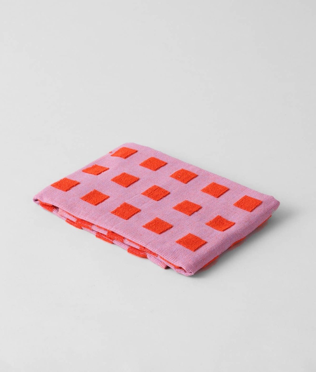 Linge Squares Lilas et Rouge WRAP - Ex - voto