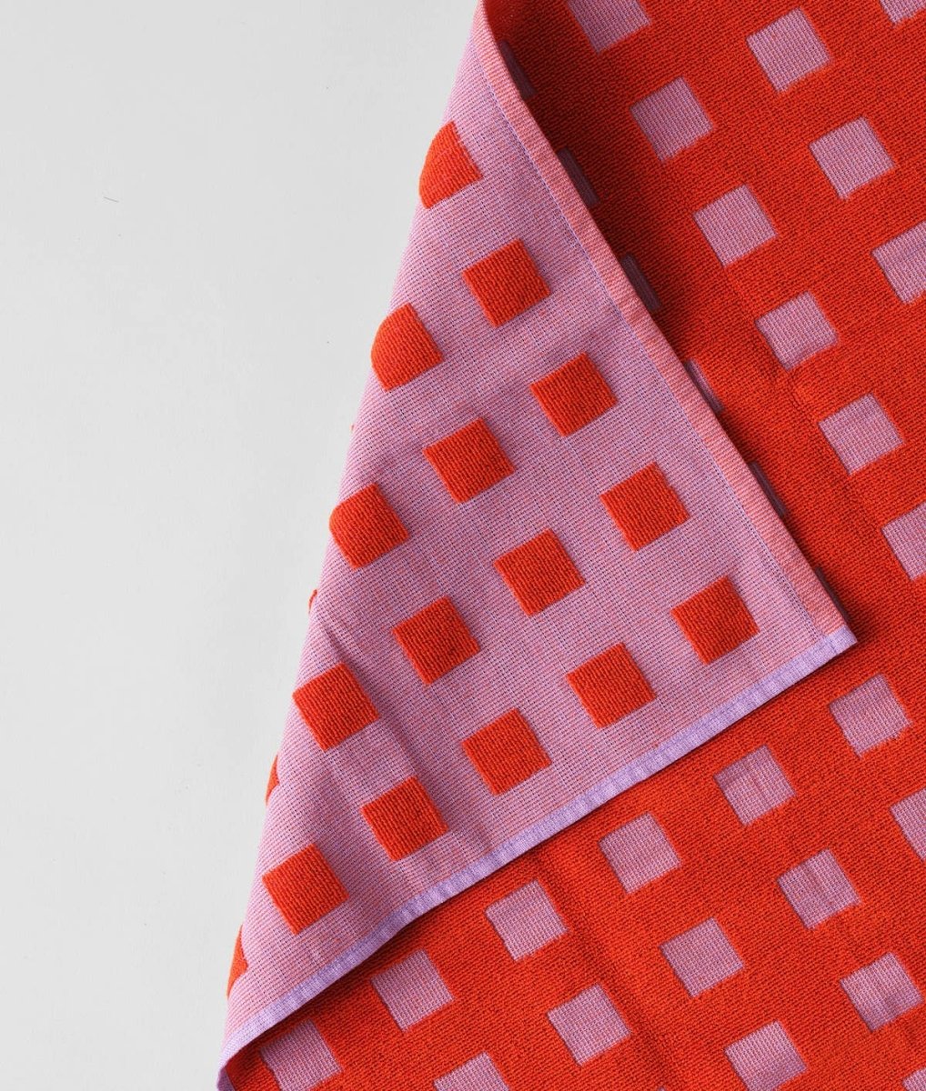 Linge Squares Lilas et Rouge WRAP - Ex - voto