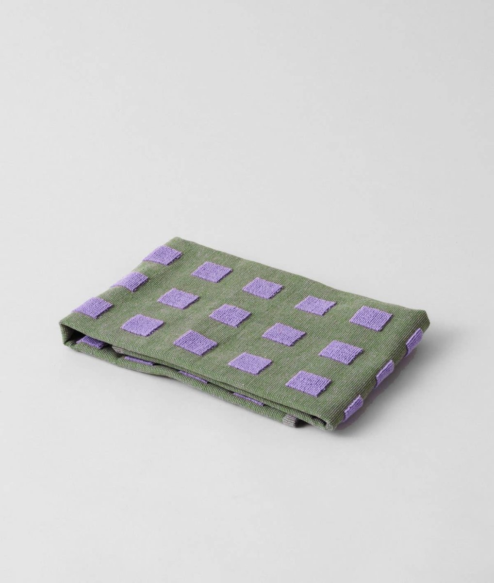 Linge Squares Olive et Lilas WRAP - Ex - voto