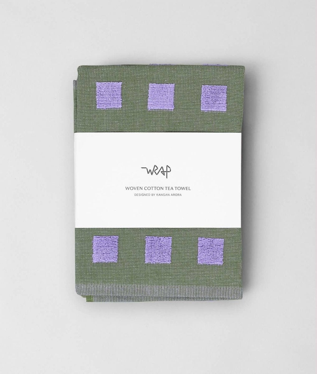 Linge Squares Olive et Lilas WRAP - Ex - voto