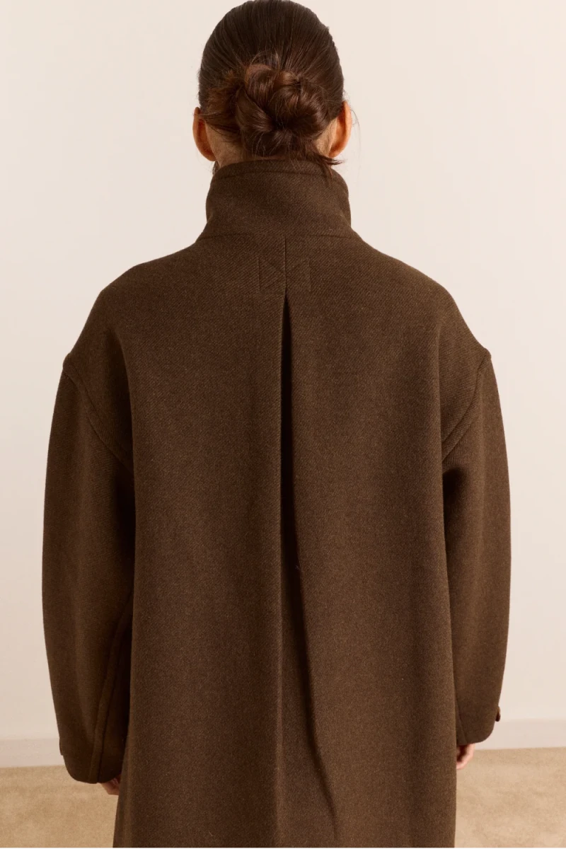 Manteau en Laine Agnès Chocolat Damson Madder - Ex-voto