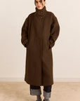 Manteau en Laine Agnès Chocolat Damson Madder - Ex-voto