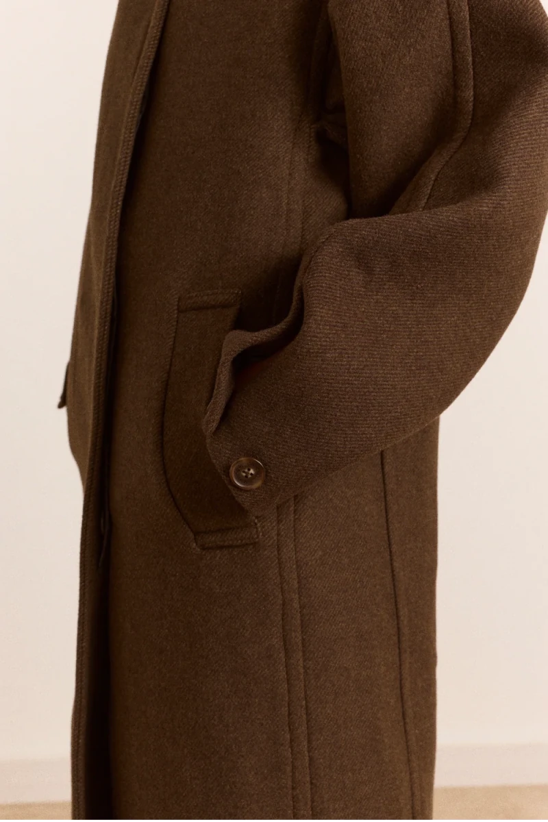 Manteau en Laine Agnès Chocolat Damson Madder - Ex-voto