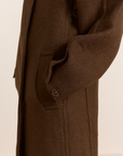 Manteau en Laine Agnès Chocolat Damson Madder - Ex-voto