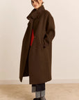 Manteau en Laine Agnès Chocolat Damson Madder - Ex-voto