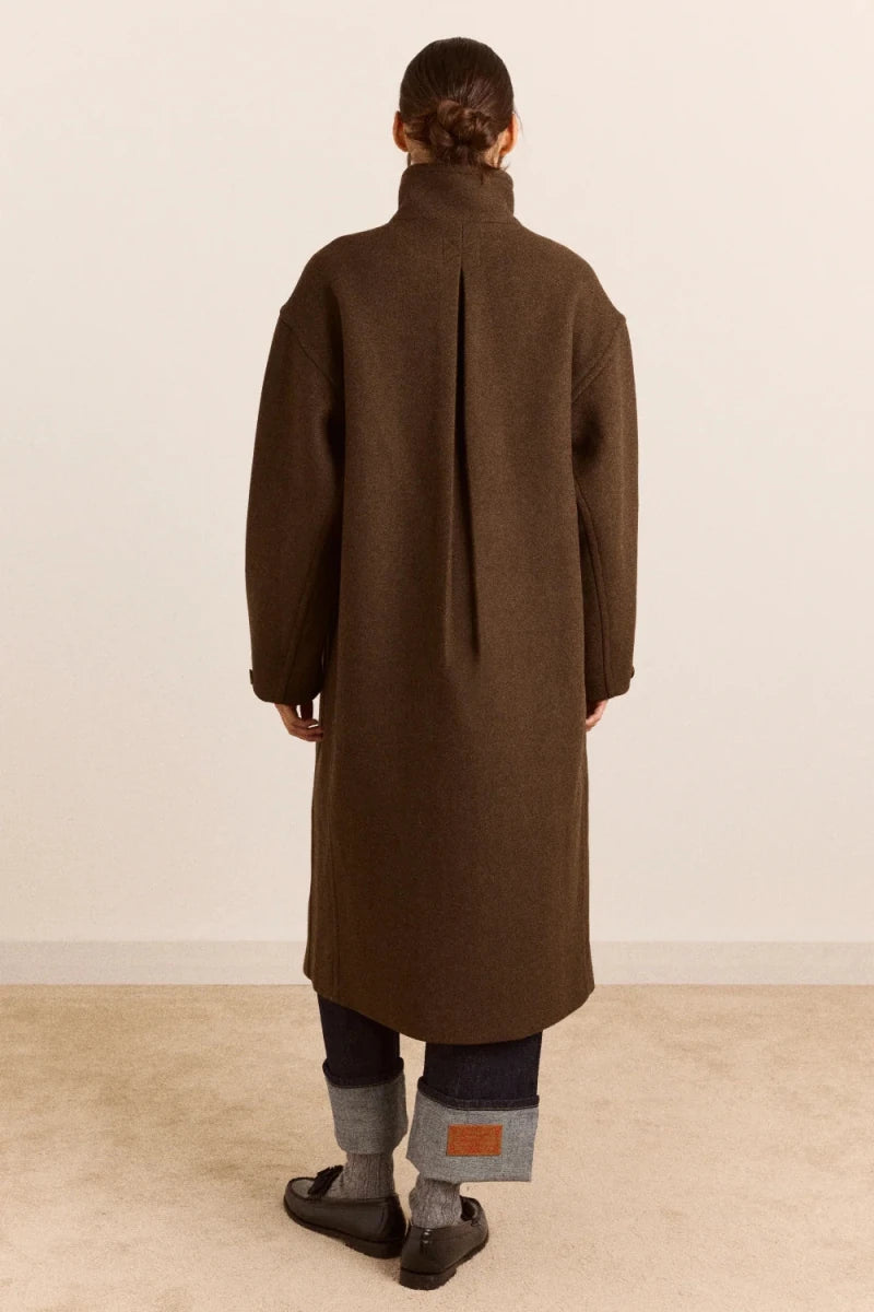 Manteau en Laine Agnès Chocolat Damson Madder - Ex-voto