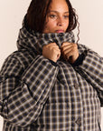 Manteau Puffer avec Capuchon Pearl Lyra Check Damson Madder - Ex-voto
