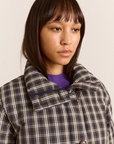Manteau Puffer avec Capuchon Pearl Lyra Check Damson Madder - Ex-voto