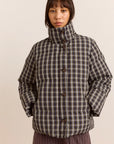 Manteau Puffer avec Capuchon Pearl Lyra Check Damson Madder - Ex-voto