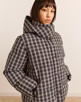 Manteau Puffer avec Capuchon Pearl Lyra Check Damson Madder - Ex-voto