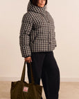 Manteau Puffer avec Capuchon Pearl Lyra Check Damson Madder - Ex-voto