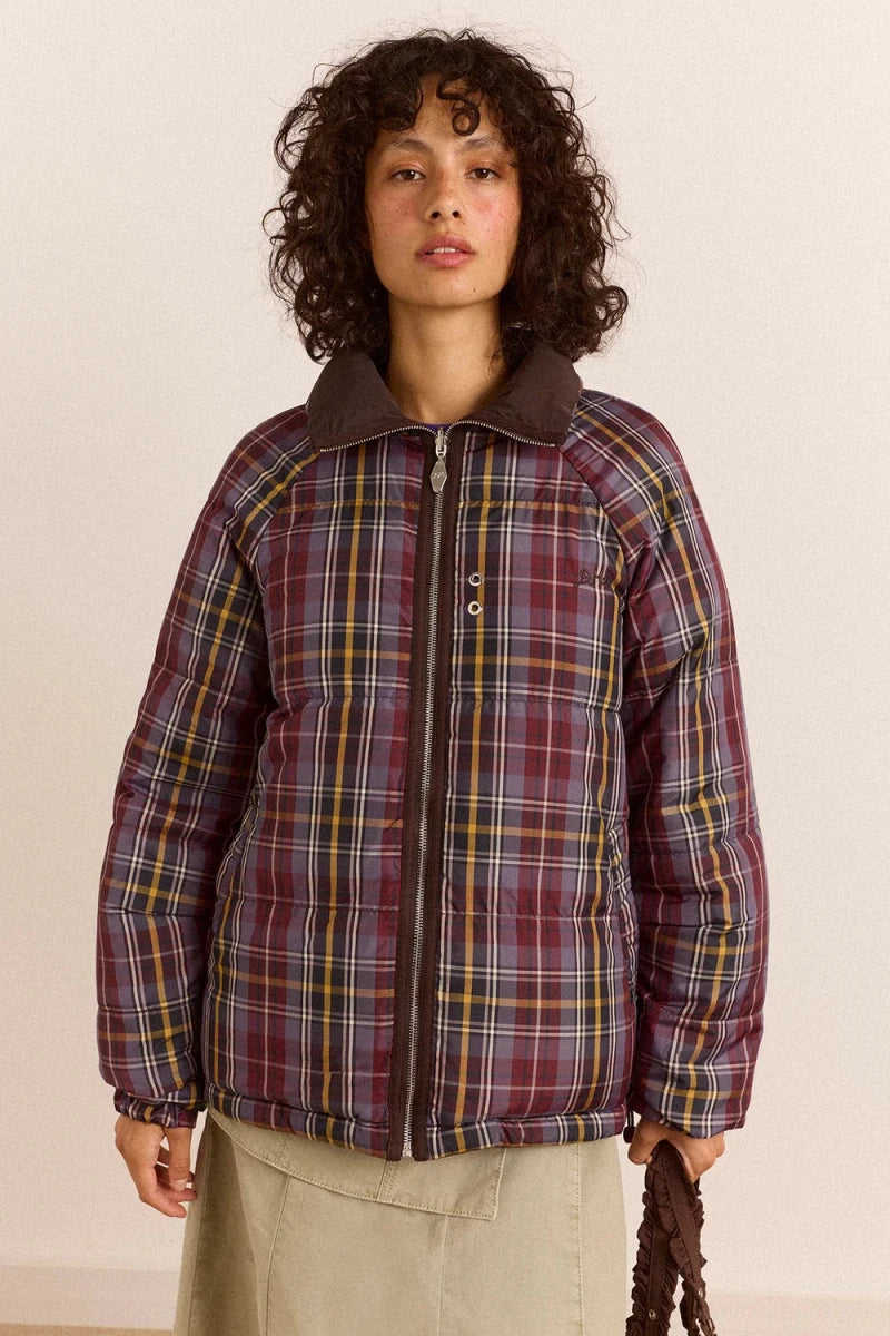 Manteau Puffer Réversible Opal Plum Check Damson Madder - Ex-voto