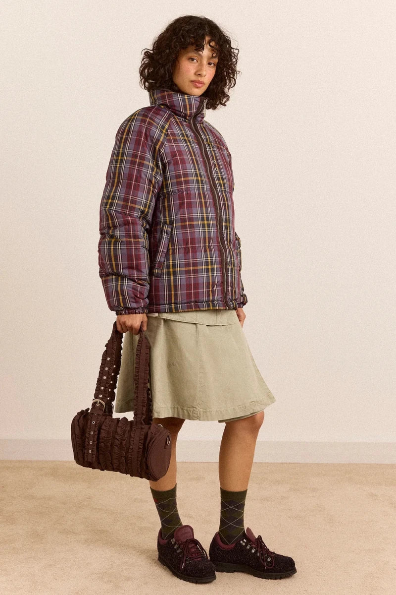Manteau Puffer Réversible Opal Plum Check Damson Madder - Ex-voto