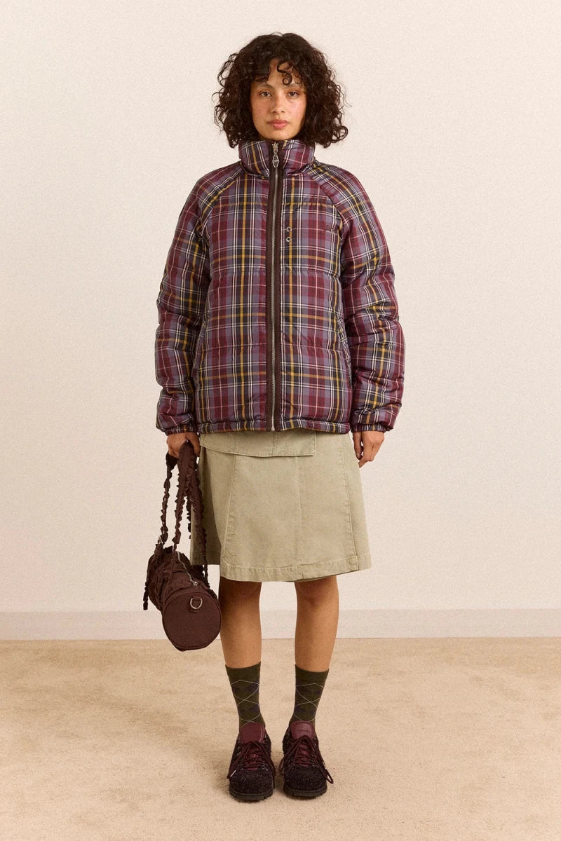 Manteau Puffer Réversible Opal Plum Check Damson Madder - Ex-voto