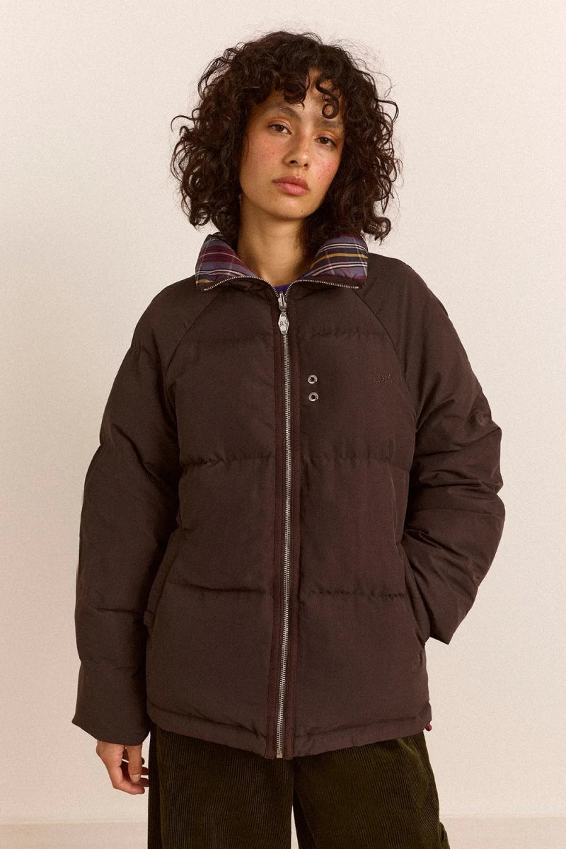 Manteau Puffer Réversible Opal Plum Check Damson Madder - Ex-voto