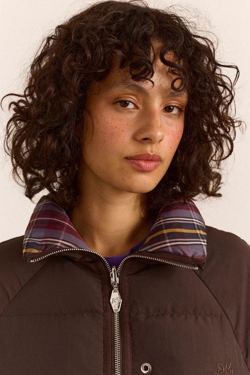 Manteau Puffer Réversible Opal Plum Check Damson Madder - Ex-voto