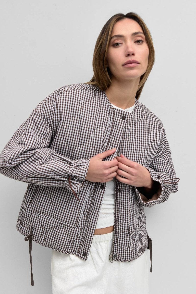 Manteau Rochelle Quilt Gingham Noir Mod Ref - Ex - voto