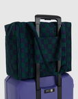 Baggu Navy Green Check Small Carry-on Cloud Bag