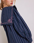 Nordine Blouse Navy Stripes Damson Madder