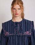 Nordine Blouse Navy Stripes Damson Madder