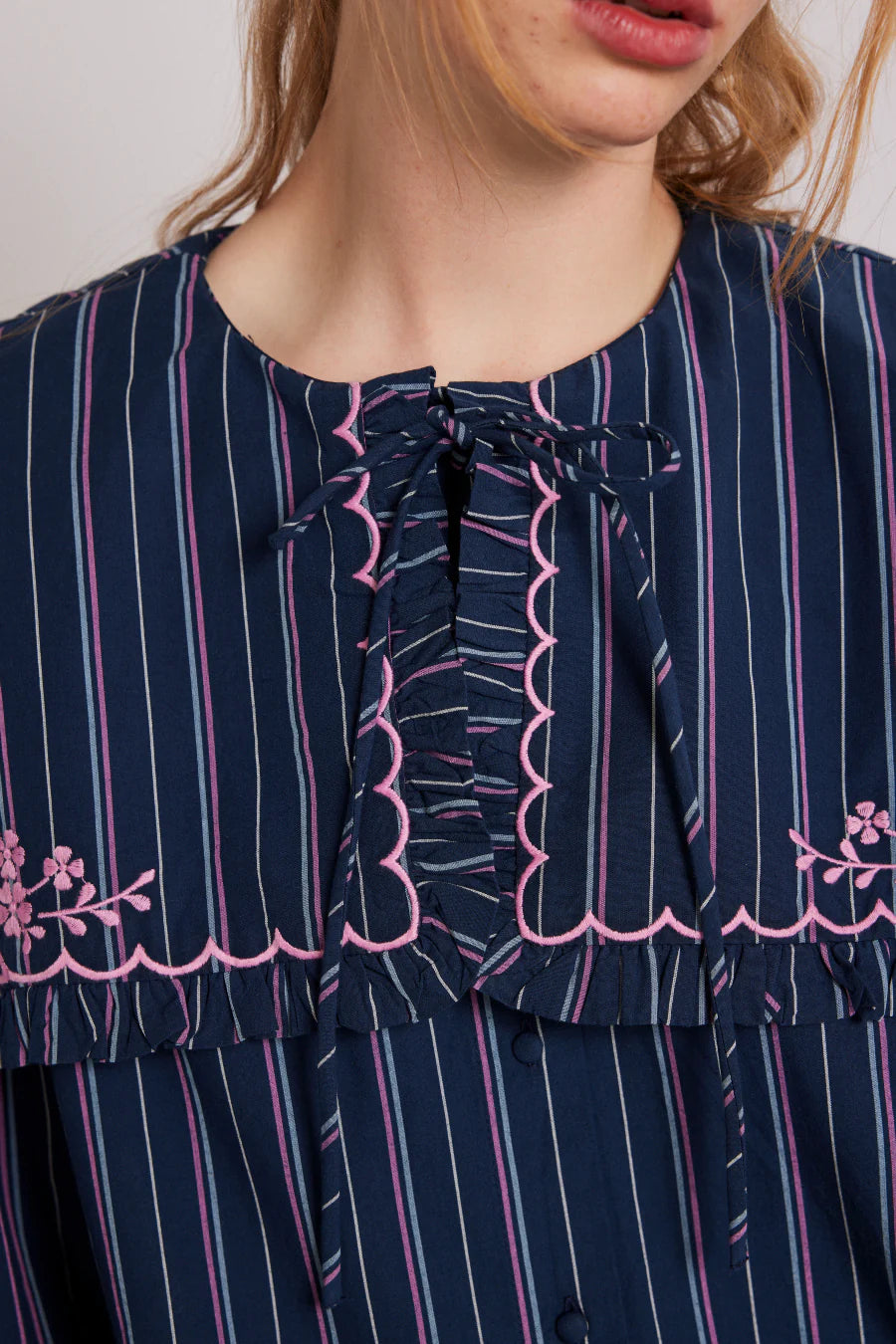 Nordine Blouse Navy Stripes Damson Madder