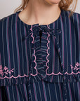 Nordine Blouse Navy Stripes Damson Madder