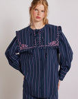 Nordine Blouse Navy Stripes Damson Madder