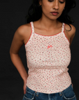 Camisole Pointelle Damson Madder Imprimé Rose