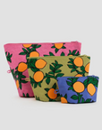 Go Pouches - Set of 3 - Orange Trees Baggu