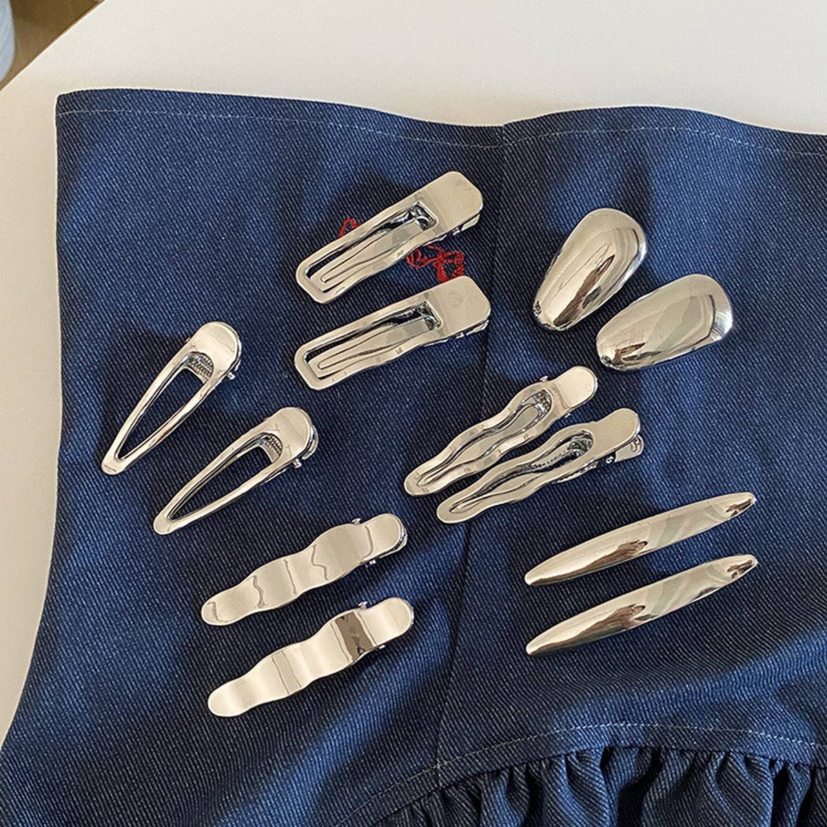 Paire de Barrettes Allongées Argentées Accity - Ex-voto