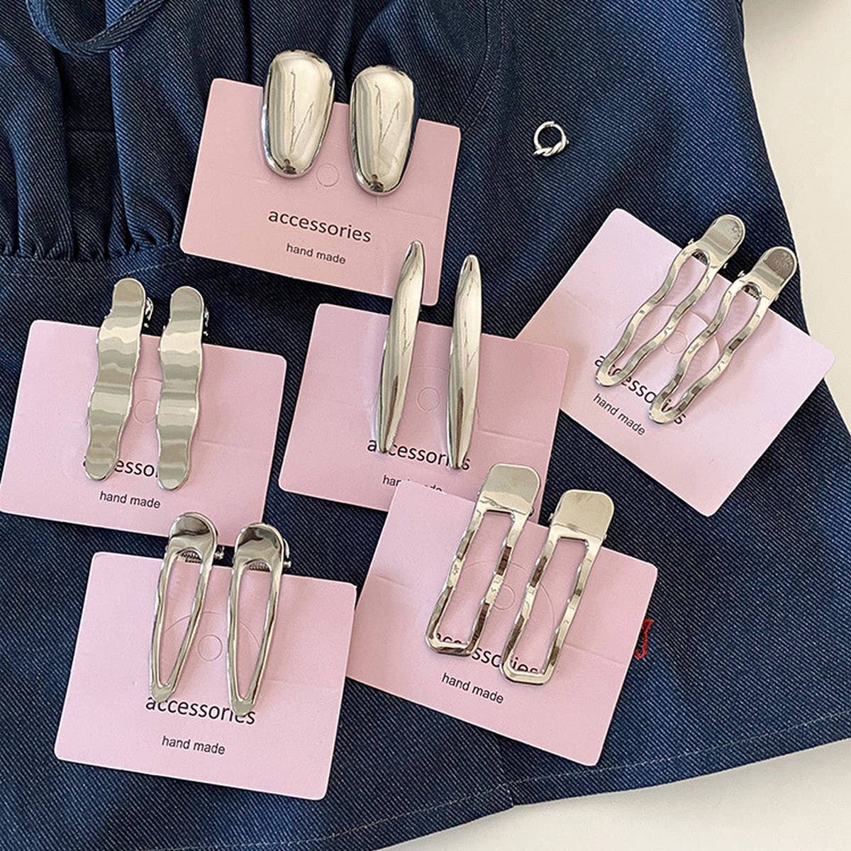 Paire de Barrettes Vaguées Argentées Accity - Ex-voto