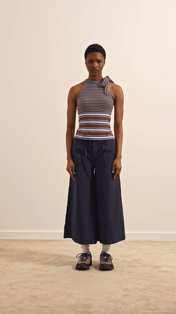 Pantalon Culotte Lotta Marine Damson Madder - Ex-voto
