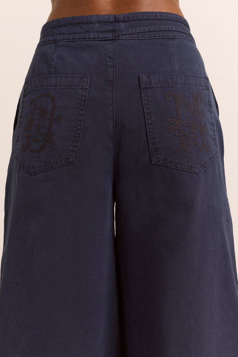 Pantalon Culotte Lotta Marine Damson Madder - Ex-voto