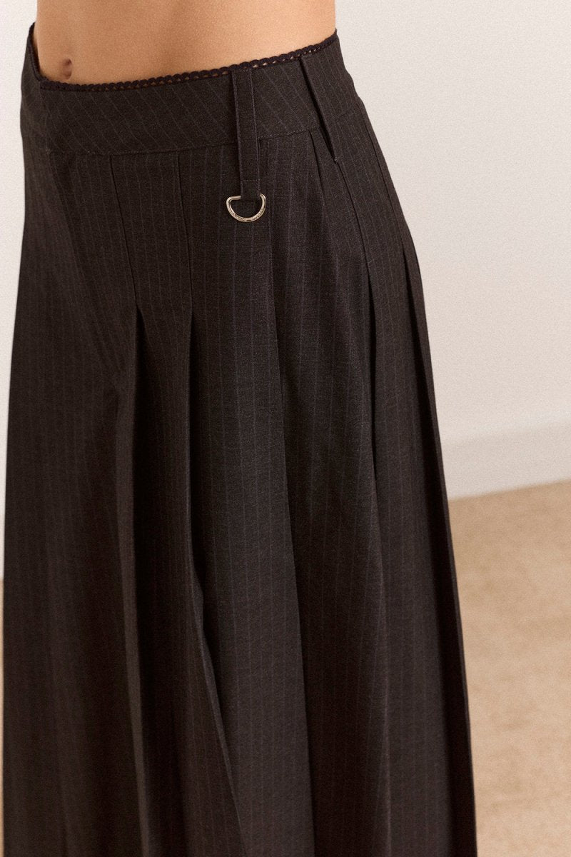 Pantalon Culotte Plissée Winona Pinstripe Damson Madder - Ex-voto