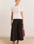 Pantalon Culotte Plissée Winona Pinstripe Damson Madder - Ex-voto