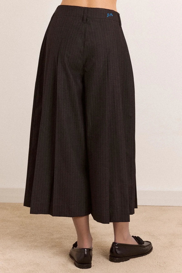 Pantalon Culotte Plissée Winona Pinstripe Damson Madder - Ex-voto