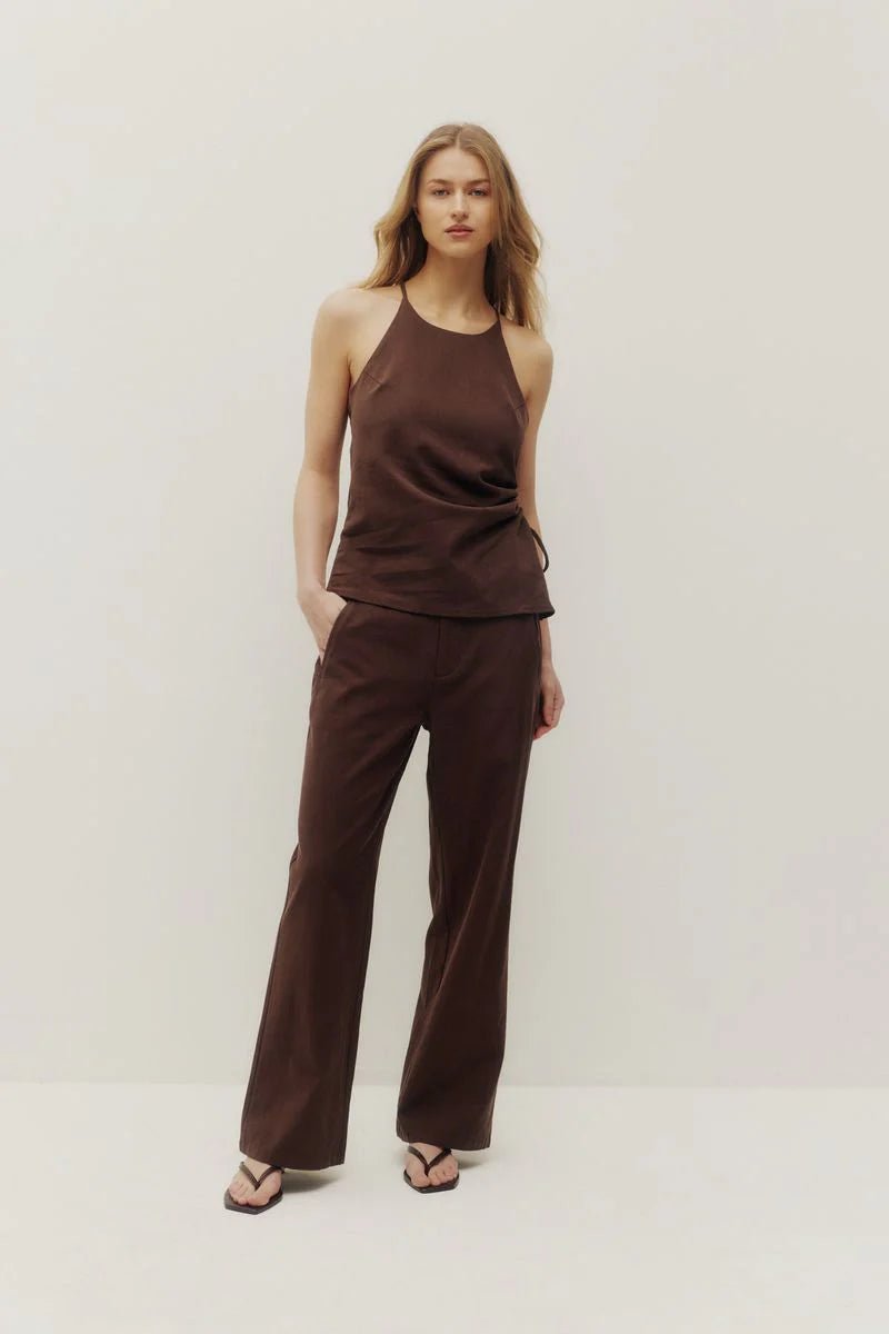 Pantalon en Lin Rosie Cacao Kuwalla - Ex - voto