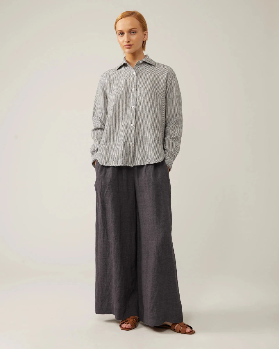 Pantalon en Lin Tate Noir Naïf - Ex - voto