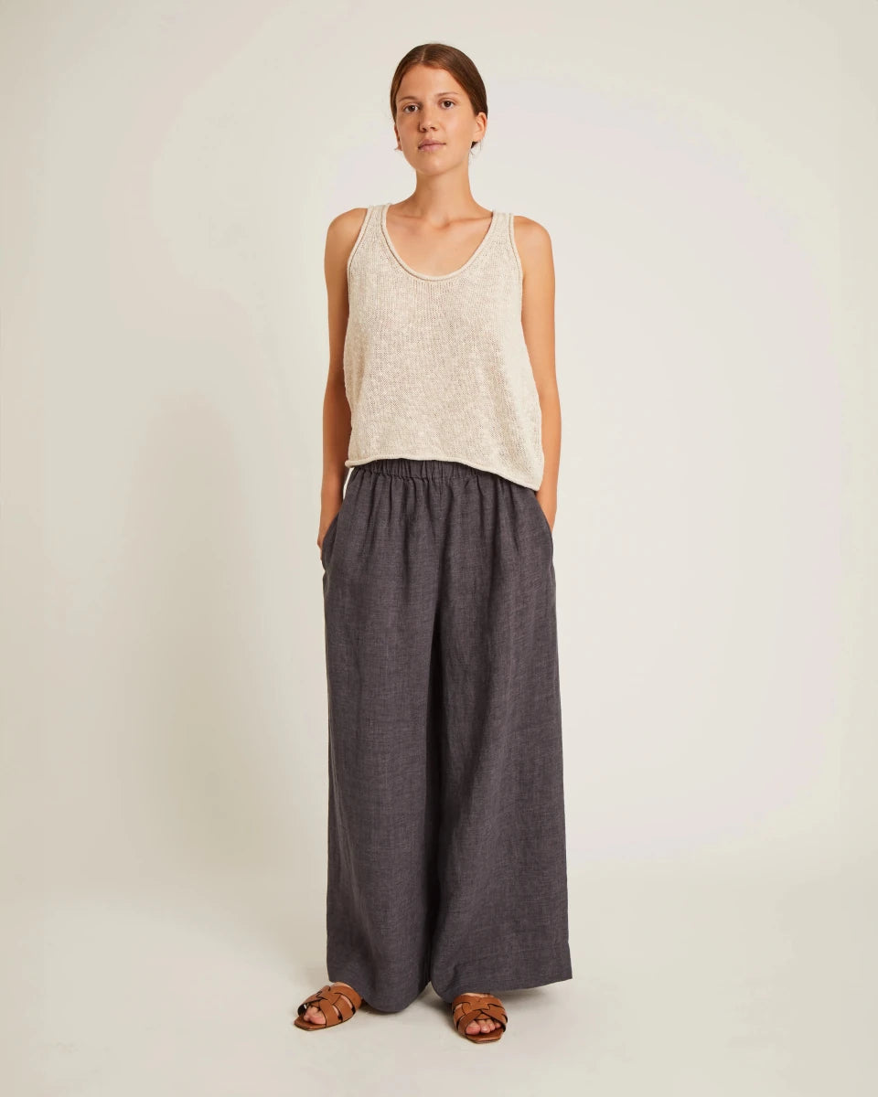 Pantalon en Lin Tate Noir Naïf - Ex - voto